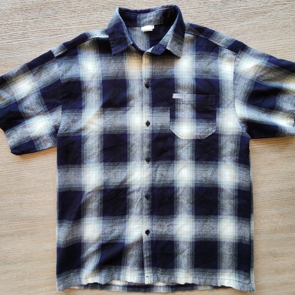 VTG CalTop Shadow Plaid Shirt Ombre Corpcore streetwear Grunge Y2K-era Indie